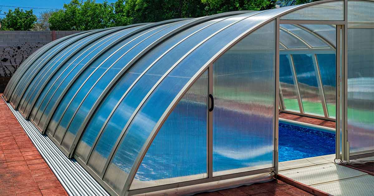 copertura per piscina in alluminio e vetro