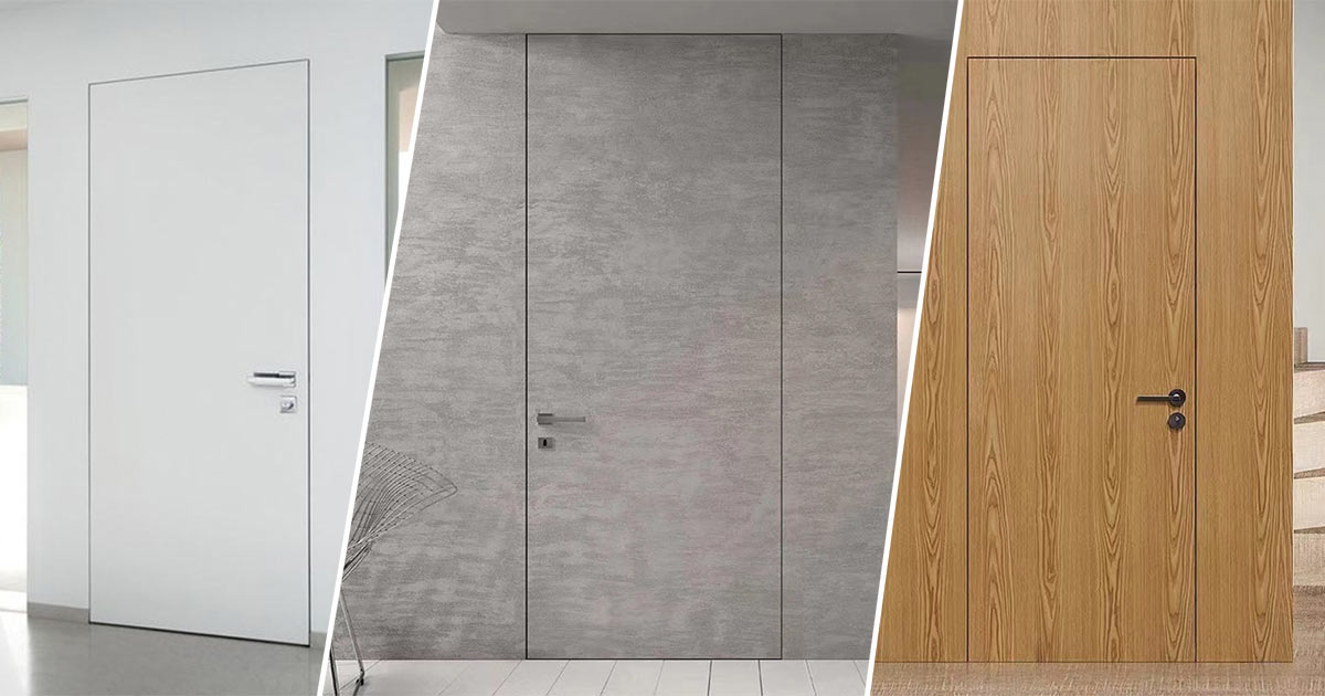 3 porte filo muro: bianca, effetto legno ed effetto cemento