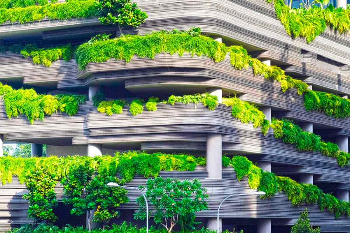 un edificio moderno realizzato secondo i principi dell'edilizia sostenibile